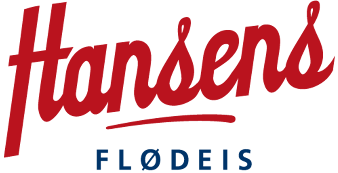 Hansens is logo i rød og blå